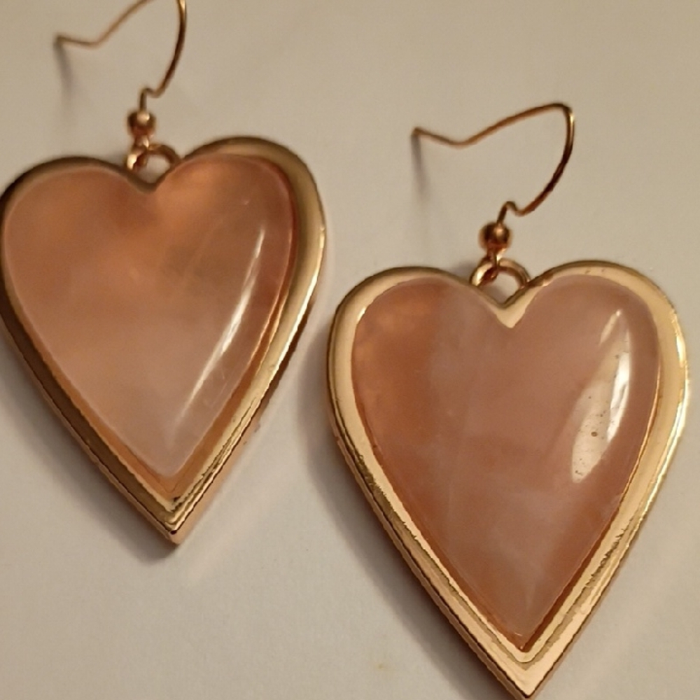 Rose Gold Heart Drop Earrings